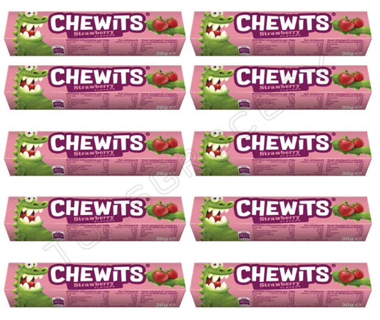 10 CHEWITS STRAWBERRY Flavor Chewy Candy Sweets European Snacks 30g 1oz