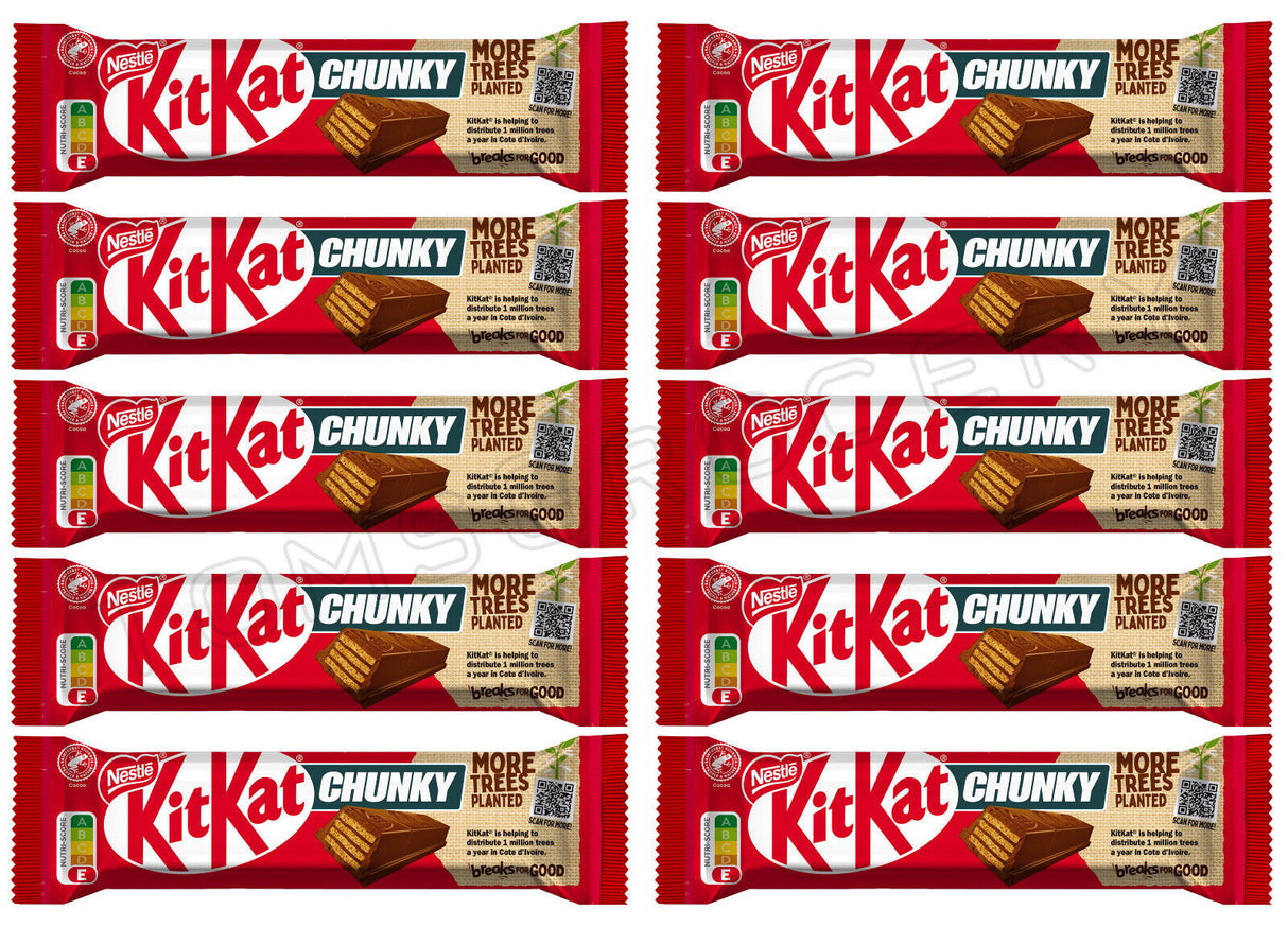 10 KIT KAT CHUNKY Original Chocolate Wafer Bars European Sweets 40g 1.4oz
