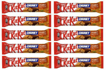 10 x KITKAT CHUNKY PEANUT BUTTER Chocolate Bars European Sweets Snacks 42g