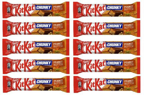 10 x KITKAT CHUNKY PEANUT BUTTER Chocolate Bars European Sweets Snacks 42g