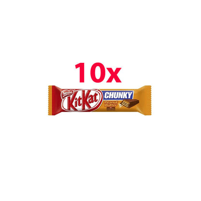 10 x KITKAT CHUNKY PEANUT BUTTER Chocolate Bars European Sweets Snacks 42g