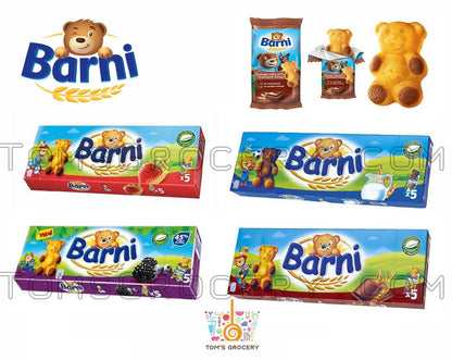 BEAR BARNI Sponge Cakes Soft Biscuits Treats MILK CHOCOLATE STRAWBERRY Flavors