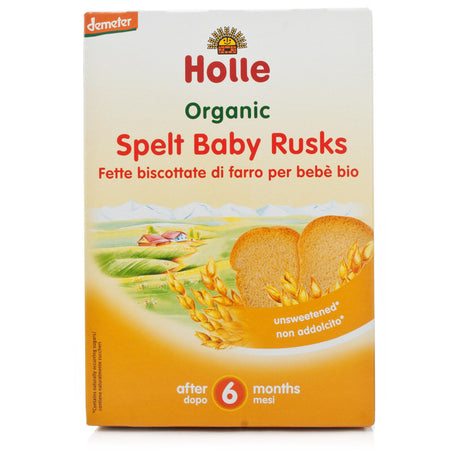 HOLLE Organic Spelt Unsweetened Baby Rusks from 6 Months 200g 7oz