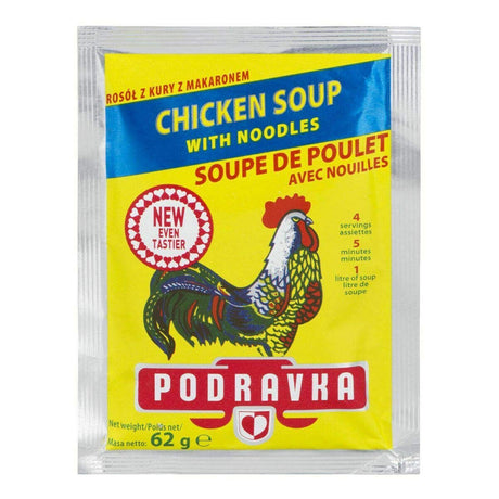 6 PODRAVKA Chicken Flavor Instant Noodle Soup Quick Preparation Packs 62g 2.2oz