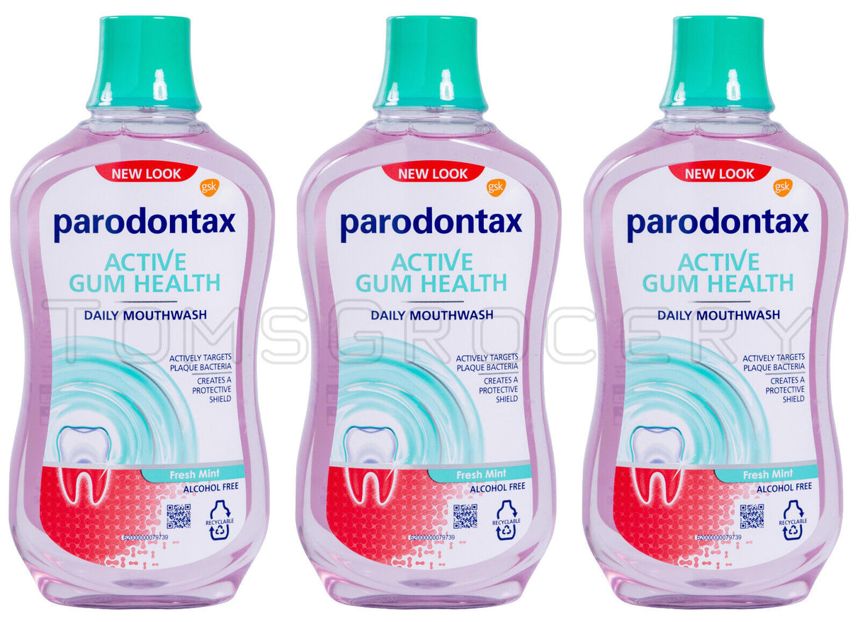 3 PARODONTAX Daily Mouthwash Alcohol Free Active Gum Health Care 500ml