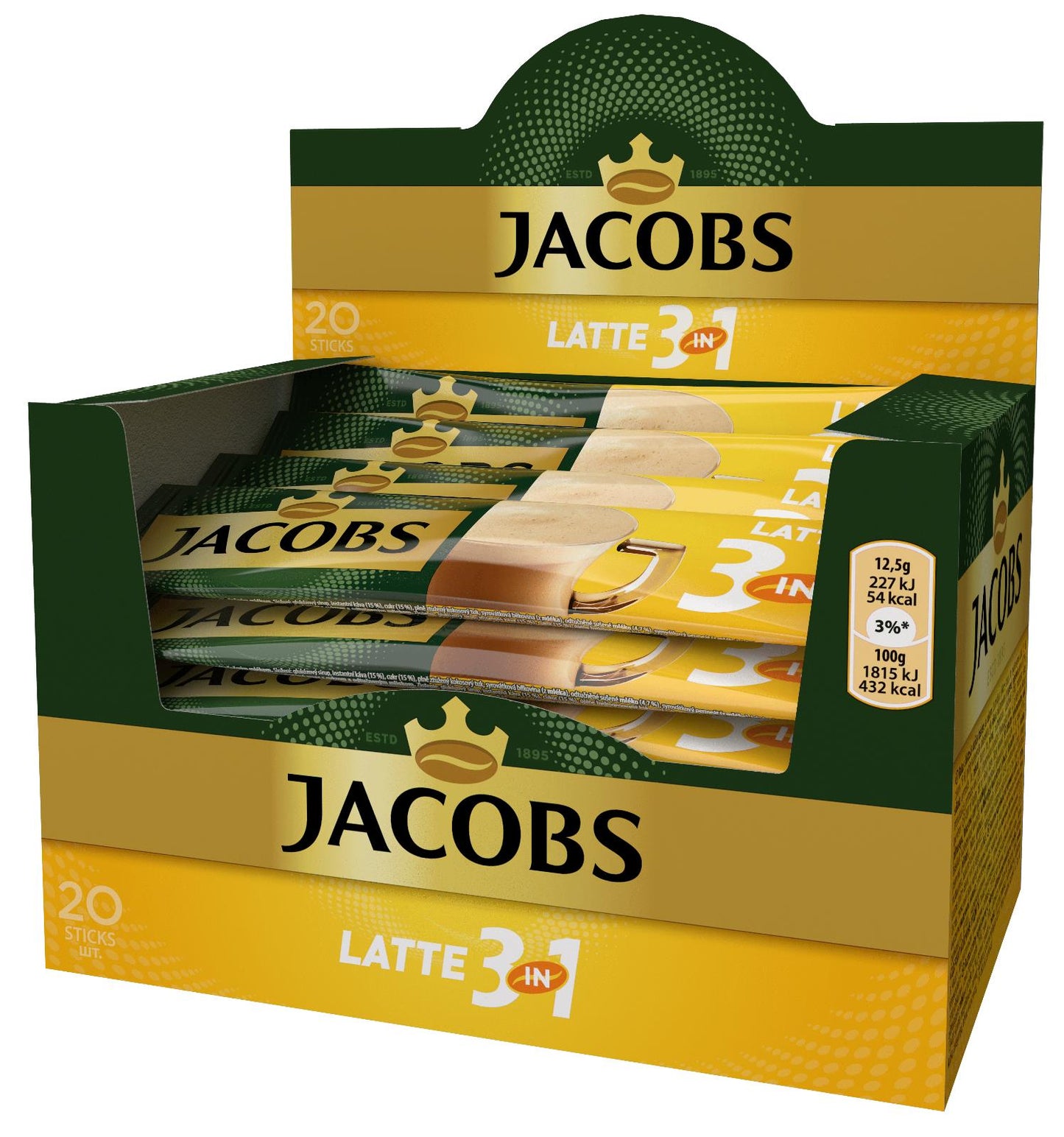 JACOBS LATTE 3in1 Instant Coffee Sticks (20 servings)