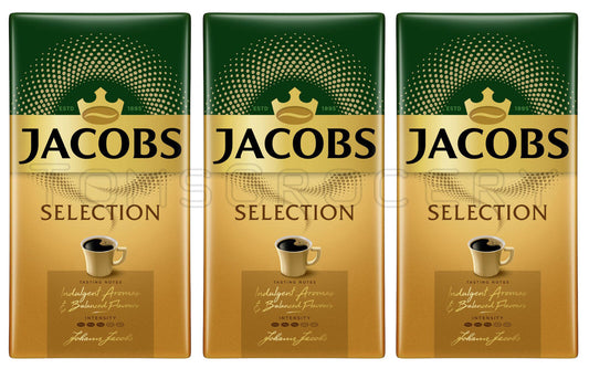 3 JACOBS SELECTION Premium Ground Coffee Packs Made in Germany 500g 18oz