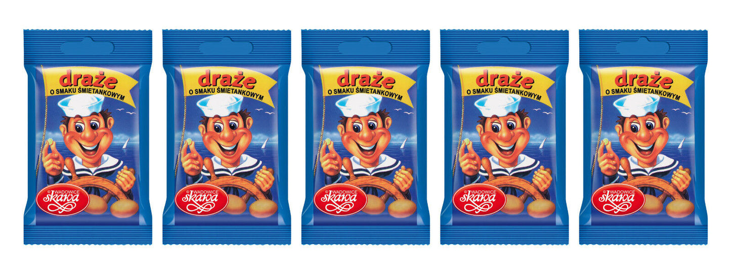 5 SKAWA SAILOR Dragee Bags White Chocolate Balls Sweet Cream Candy Treats 70g