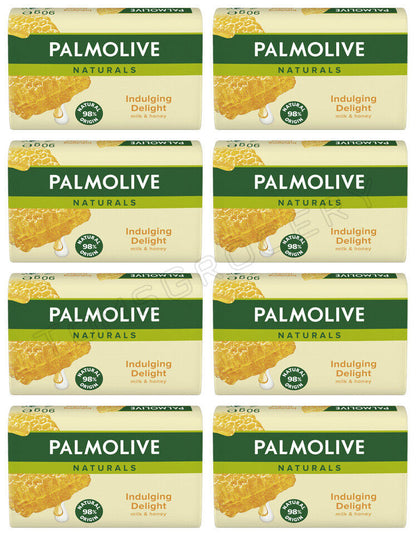 8 PALMOLIVE INDULGING DELIGHT Milk & Honey Pampering Bar Soaps 90g