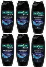 6 PALMOLIVE MEN REFRESHING 3in1 Shampoo Shower Gel Eucalyptus Oil Sea Salt 250ml