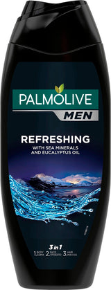 6 PALMOLIVE MEN REFRESHING 3in1 Shampoo Shower Gel Eucalyptus Oil Sea Salt 250ml