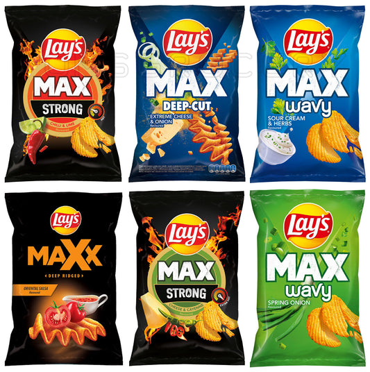 LAYS MAX Ridged Potato Chips Snacks Variety Salsa Cheese Cayenne Lime Flavors