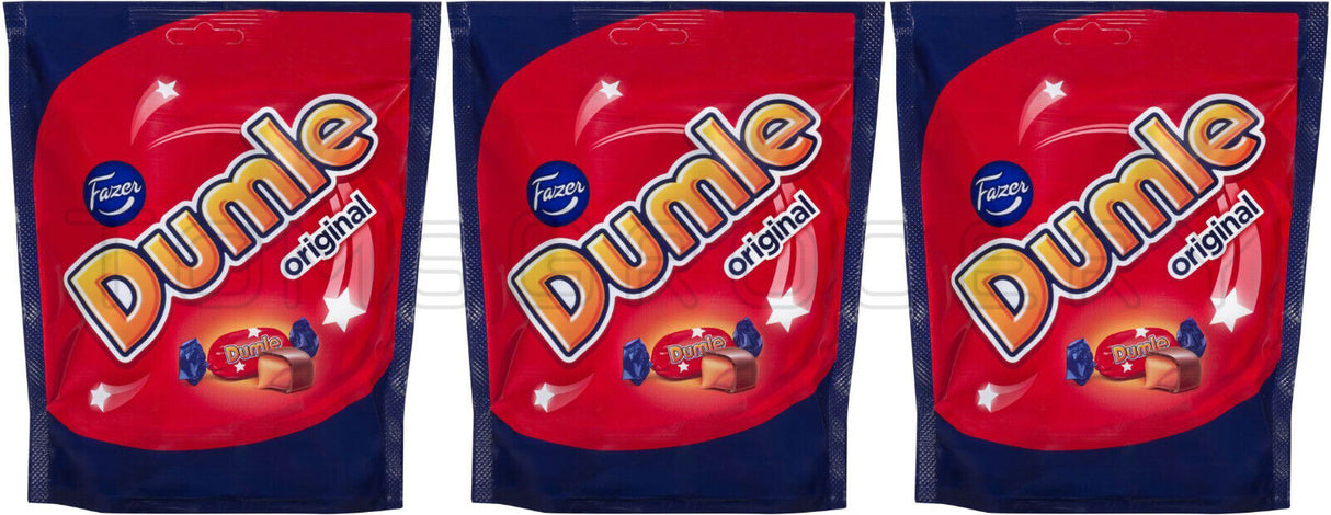 3 FAZER DUMLE Soft Toffee Sweets Covered with Milk Chocolate 120g 4.2oz