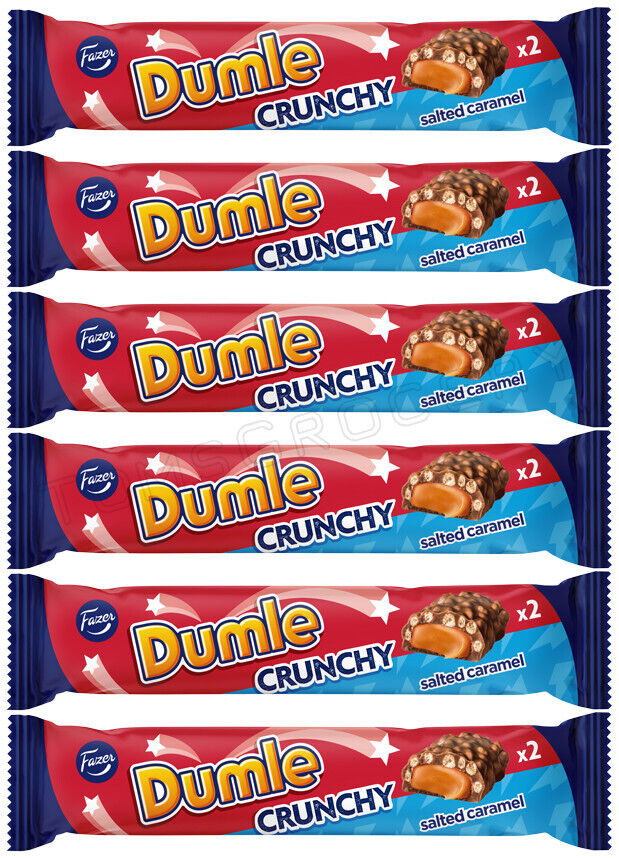 6 FAZER DUMLE CRUNCHY Chocolate Bar with Toffee & Rice Crisps Sweets 55g 1.9oz