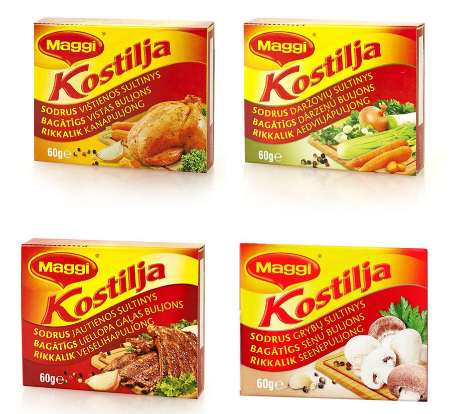 MAGGI KOSTILJA Chicken Vegetable Beef Mushroom Bouillon Broth Soup Cubes
