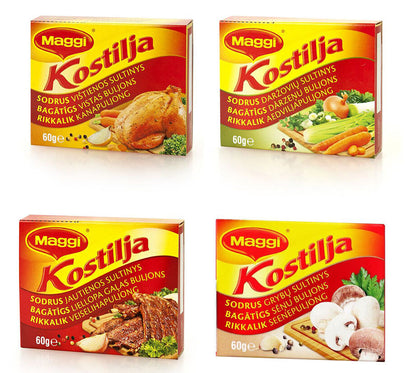 MAGGI KOSTILJA Chicken Vegetable Beef Mushroom Bouillon Broth Soup Cubes