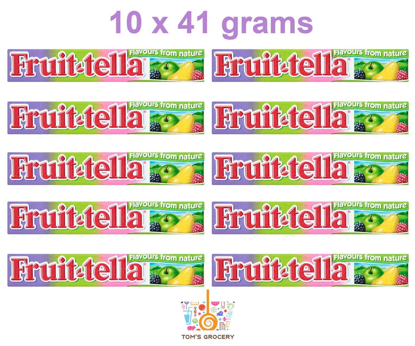 10 x FRUITTELLA Apple Currant Raspberry Pear Flavor Chewy Candy with Fruit Juice