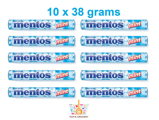 10 x MENTOS MINT Chewy Dragees Candy 10 x 38g 1.34oz
