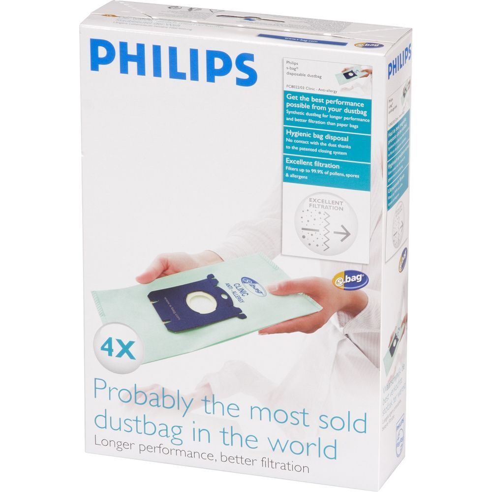 PHILIPS S-Bag FC8022/04 EPA Anti Allergy Vacuum Cleaner Bags Long Performance