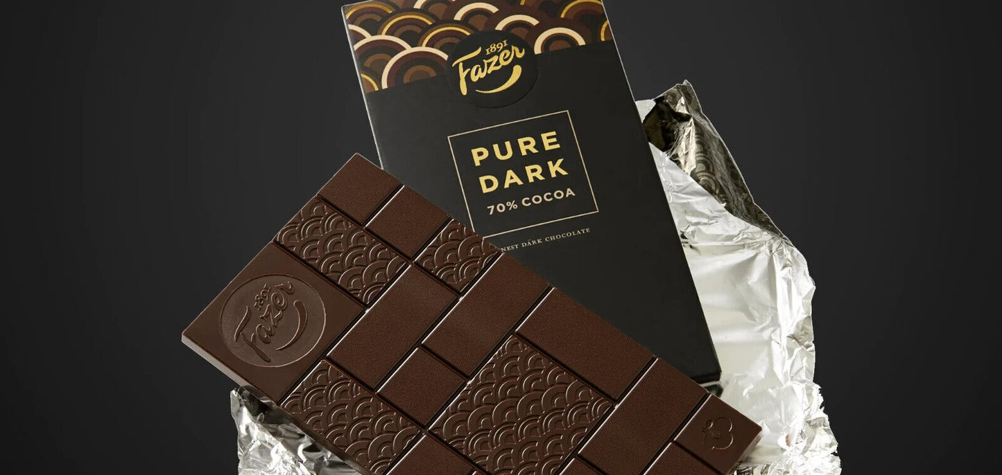 FAZER PURE DARK Finest Dark Chocolate 70% Cocoa Luxury Finland Sweets 95g