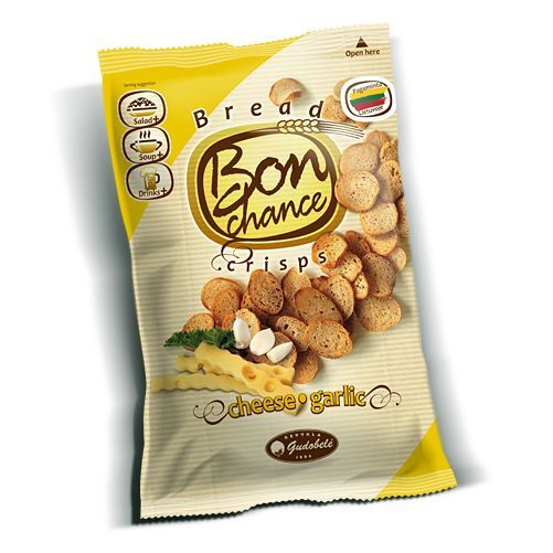 BON CHANCE Baked Bread Crisps Snacks Garlic Salami Cheese Onion Jalapeno Flavors