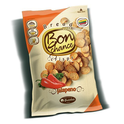 BON CHANCE Baked Bread Crisps Snacks Garlic Salami Cheese Onion Jalapeno Flavors
