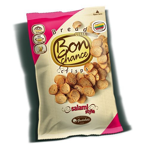 BON CHANCE Baked Bread Crisps Snacks Garlic Salami Cheese Onion Jalapeno Flavors