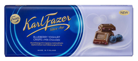 Karl Fazer Milk Chocolate with Blueberry Yoghurt Crisps 190g 6.7oz