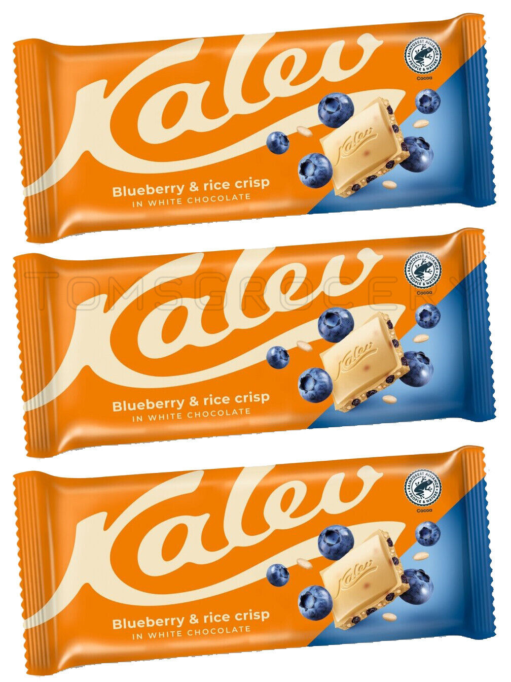 3 KALEV Blueberry & Rice Crisp White Chocolate Bars European Sweets Candy 95g