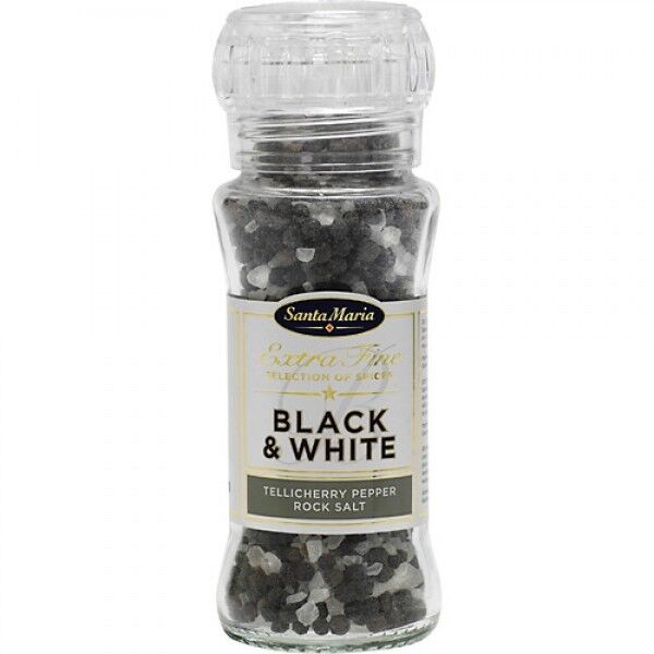 SANTA MARIA BLACK & WHITE Pure Rock Salt & Tellicherry Pepper Spice Grinder 110g
