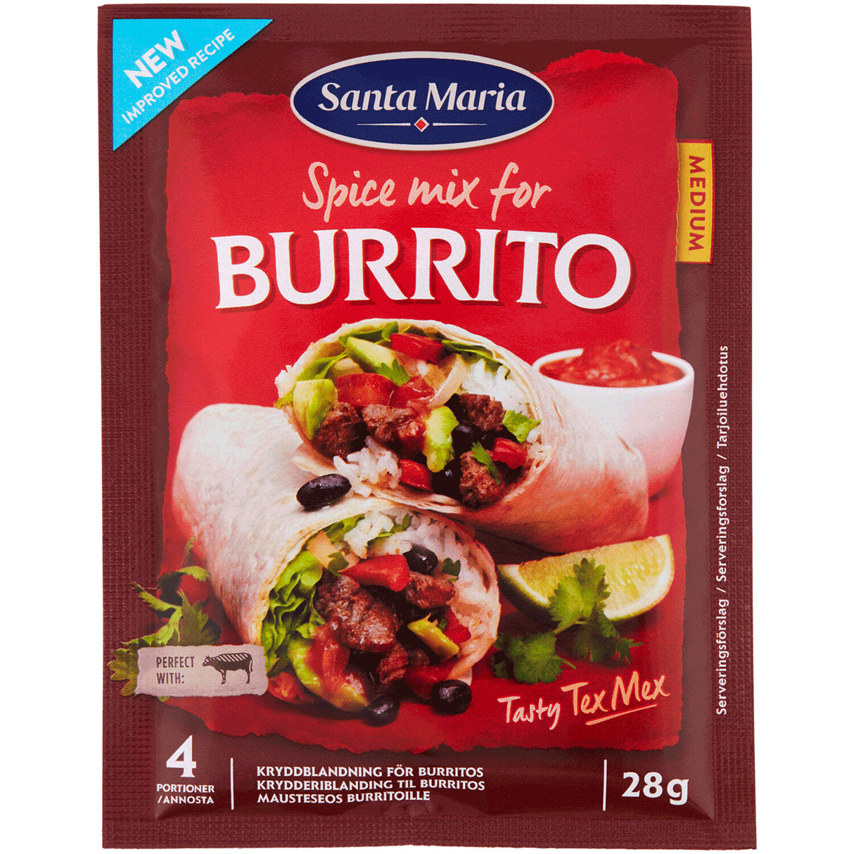 SANTA MARIA Seasoning Spice Mix for BURRITO - Curry, Garlic, Paprika & Chili Blend