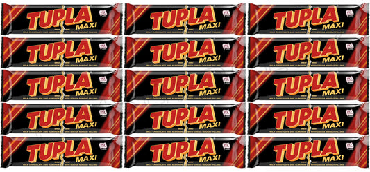 15 x TUPLA Maxi Finnish Cocoa Nougat & Almond Chocolate Bars Candy Sweets 50g