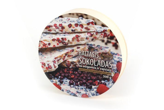 Gourmet Round White Chocolate with Cranberries, Blueberries & Lemons 500g 17oz