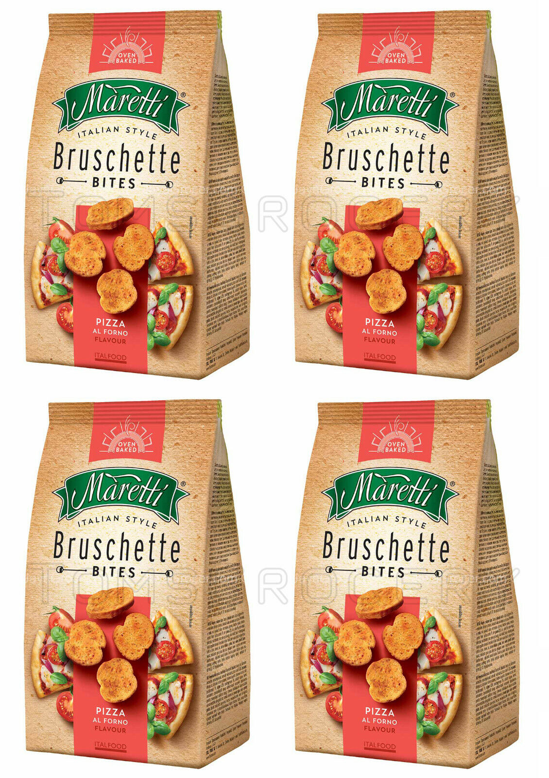 4 BRUSCHETTE MARETTI Pizza Flavor Oven Baked Bread Bites Snacks 70g 2.5oz