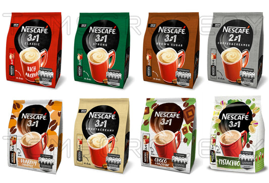 NESCAFE Instant Coffee Selection Classic Strong Caramel Hazelnut Brown Sugar