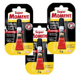 3 SUPER MOMENT UNIVERSAL Super Glue Waterproof Strong Instant Adhesive