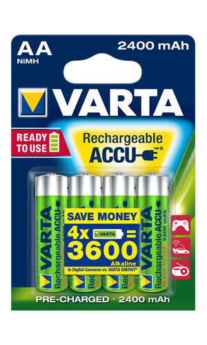 VARTA 2400 mAh 4x AA Rechargeable Accu Batteries HR6 1.2V