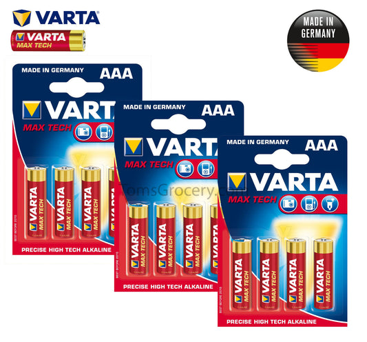 12 x VARTA Max Tech AAA LR03 4703 MN2400 1.5V Hi-Fi German Batteries