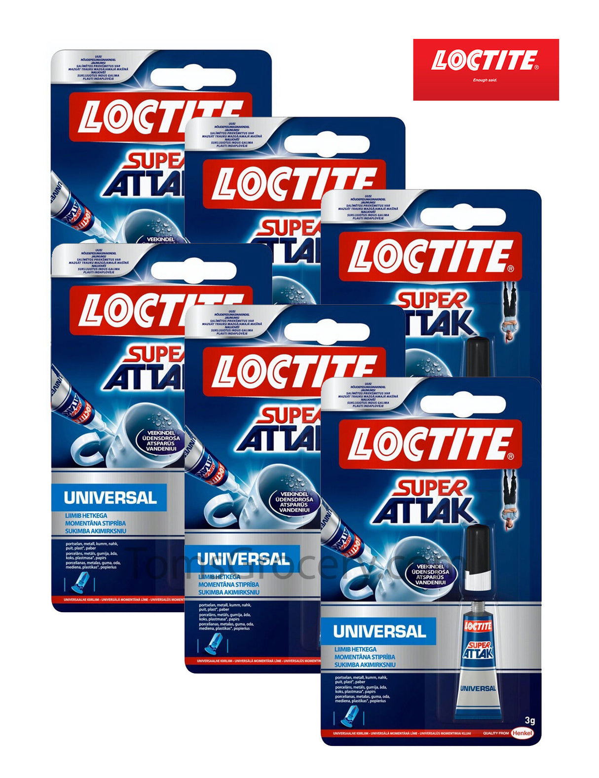 6 x LOCTITE Universal Waterproof Super Glue for Metal Rubber Wood 3g 0.1oz