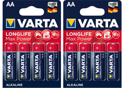 8 x VARTA Longlife Max Power AA LR6 4706 MN1500 1.5V Hi-Fi Batteries