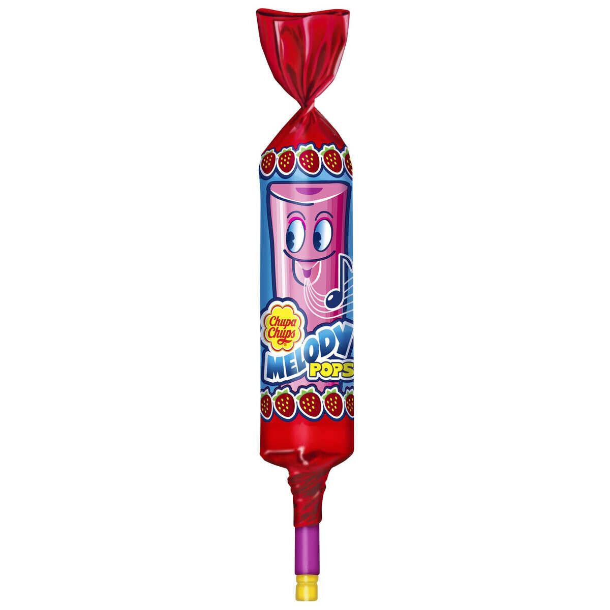 48 CHUPA CHUPS MELODY POPS Strawberry Flavor Lollipops Whistles Candy Sweets