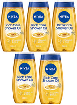 5 NIVEA RICH CARE Natural Pampering Shower Oil For Dry Skin 200ml 6.7 fl. oz