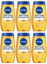 6 NIVEA RICH CARE Natural Pampering Shower Oil For Dry Skin 200ml 6.7 fl. oz