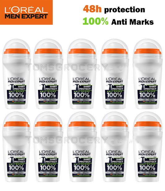 10 LOREAL MEN EXPERT SHIRT PROTECT XXL Roll On 48h Anti-Marks Deodorants 50ml