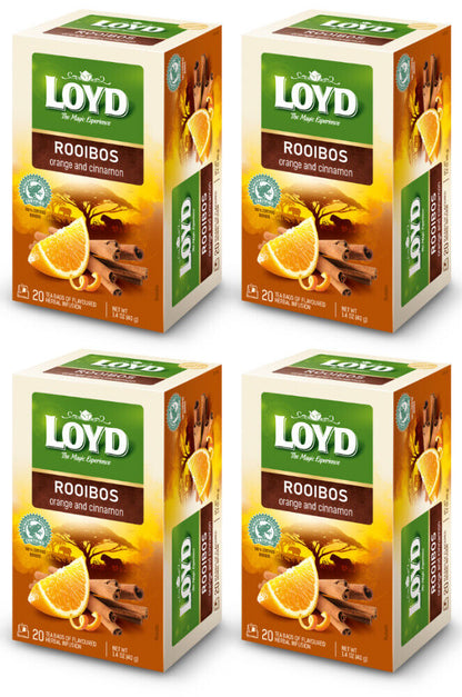 4 LOYD Rooibos Orange & Cinnamon Flavored Herbal Tea (80 servings)
