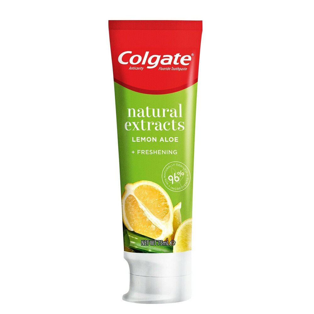 3 COLGATE NATURAL EXTRACTS Lemon & Aloe Fresh Clean Daily Toothpaste Tubes 75ml