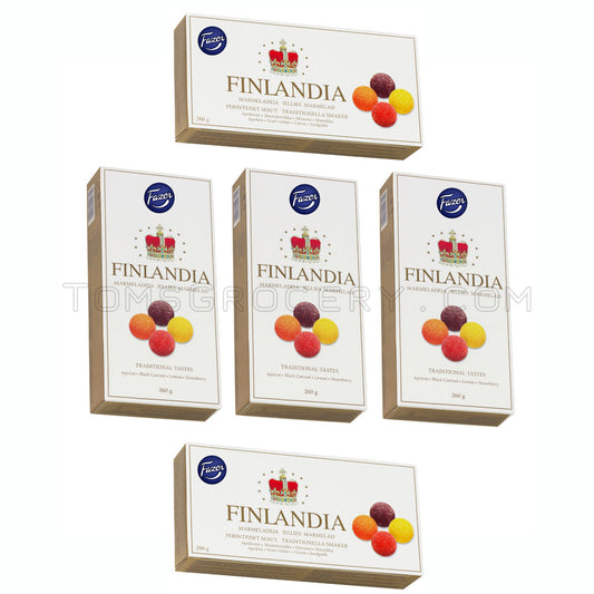 5 x Fazer FINLANDIA Traditional Fruit Jellies Marmalade Box 260g 9.2oz