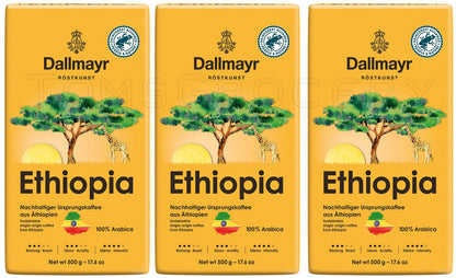 3 DALLMAYR Ethiopia Gourmet Ground Coffee 100% Arabica 500g 17.6oz