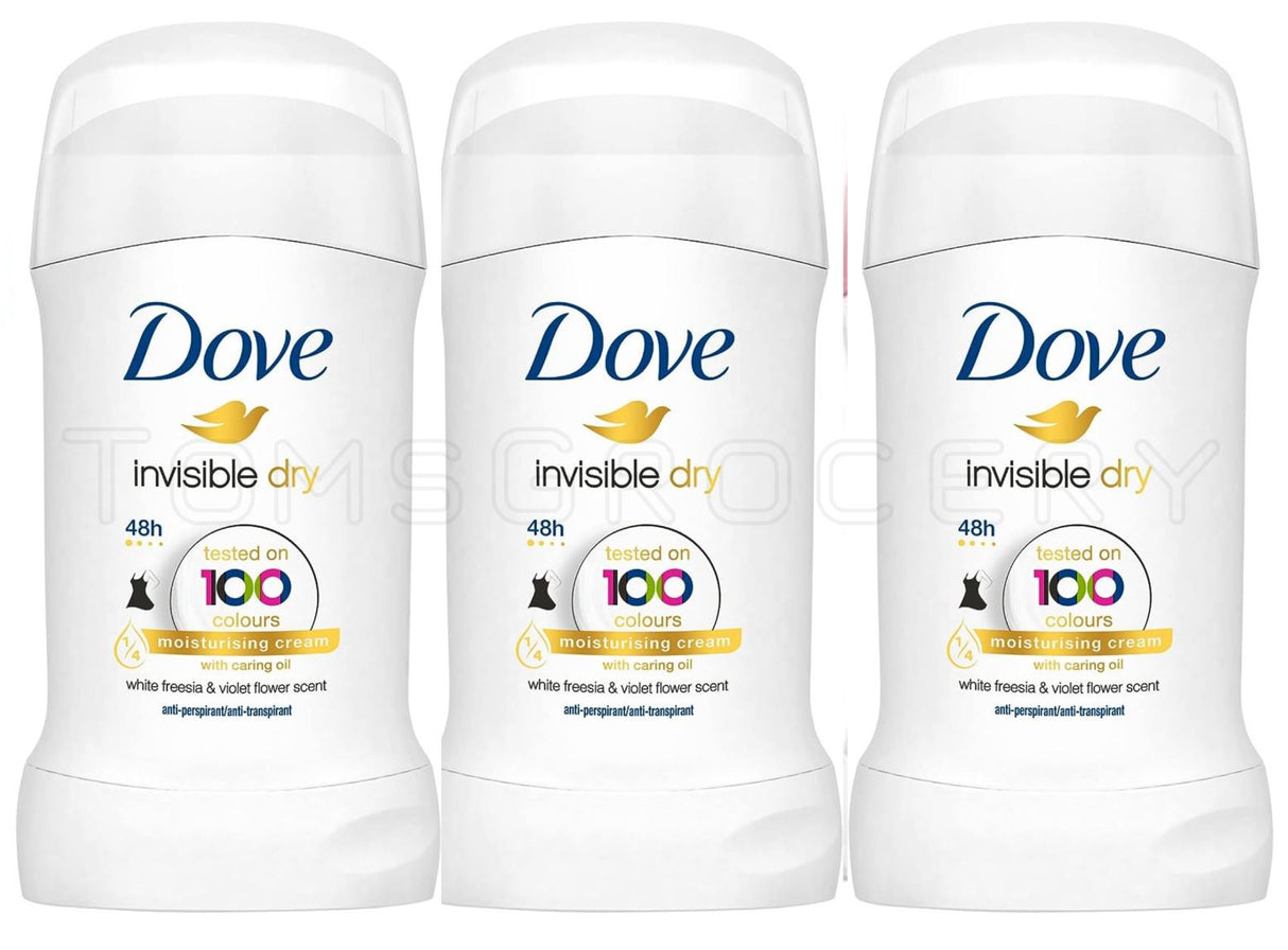 3 DOVE Invisible Dry Anti Marks Deodorant 48h Antiperspirant Stick 40ml