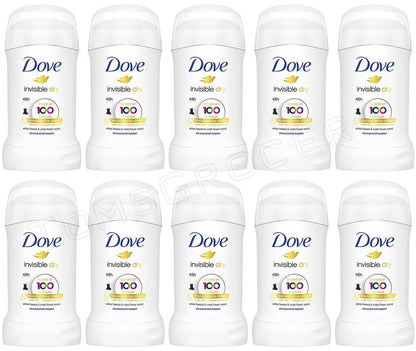 10 DOVE Invisible Dry Anti Marks Deodorant 48h Antiperspirant Stick 40ml